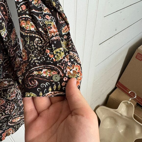 J. Jill Brown Paisley Button Down Lightweight Tunic/Short Dress Long Sleeve K38 - Picture 3 of 5